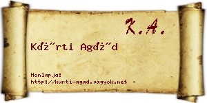 Kürti Agád névjegykártya